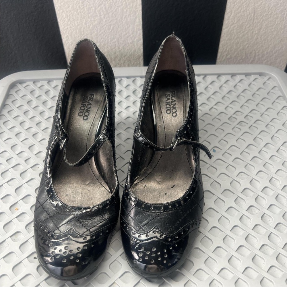 Franco Sarto Black Patent Mary Jane Heels